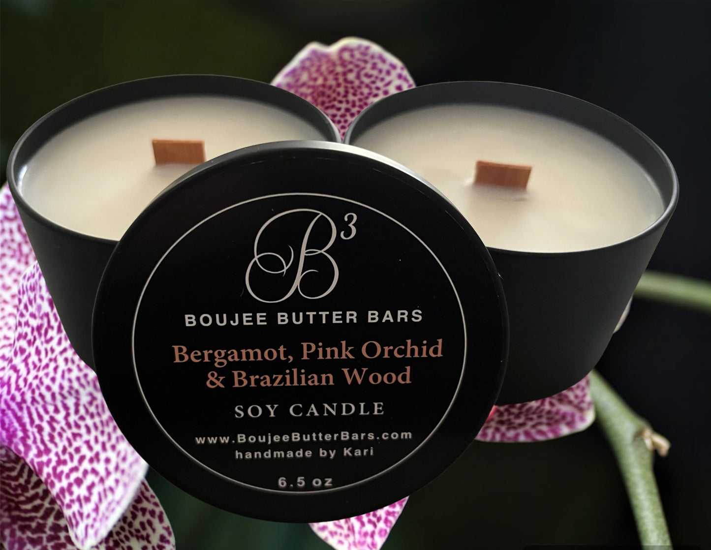 Bergamot, Pink Orchid, & Brazilian Wood All-Soy Candle