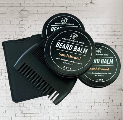 Beard Comb - Natural Sandalwood (Sleek Black)