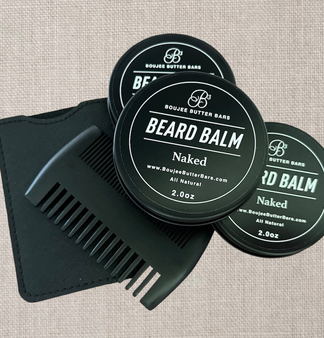 Beard Comb - Natural Sandalwood (Sleek Black)